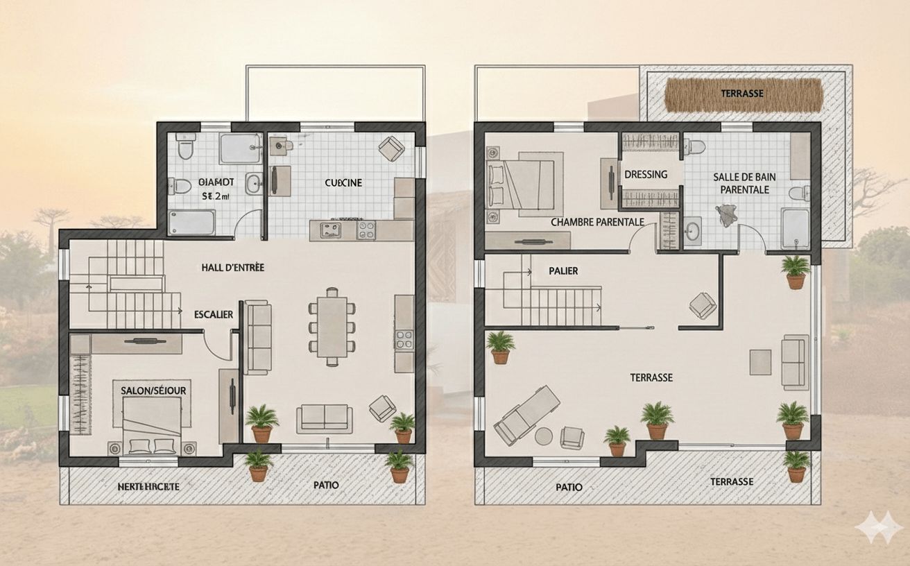 Plan intérieur villa Saly architecture personnalisée GDS Construction
