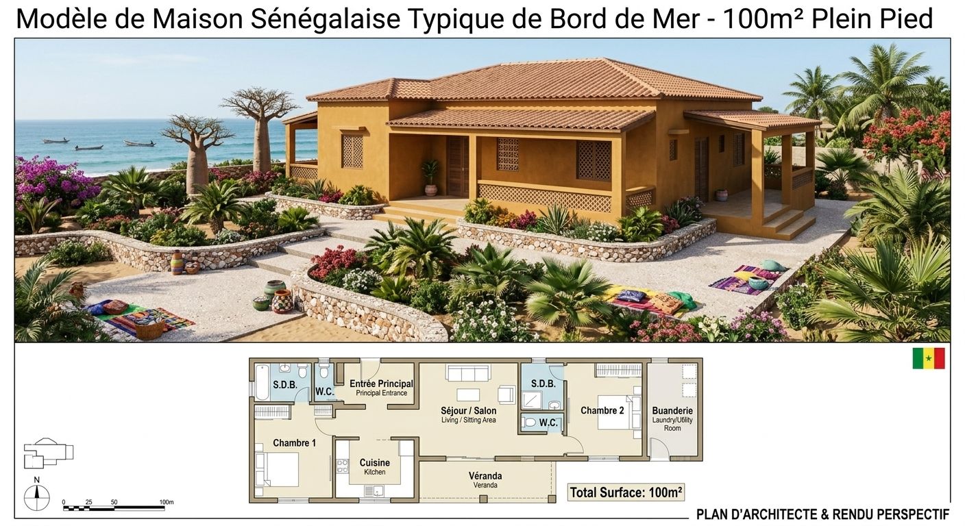 Villa Essentiel plain-pied 130m² diaspora sénégalaise budget accessible
